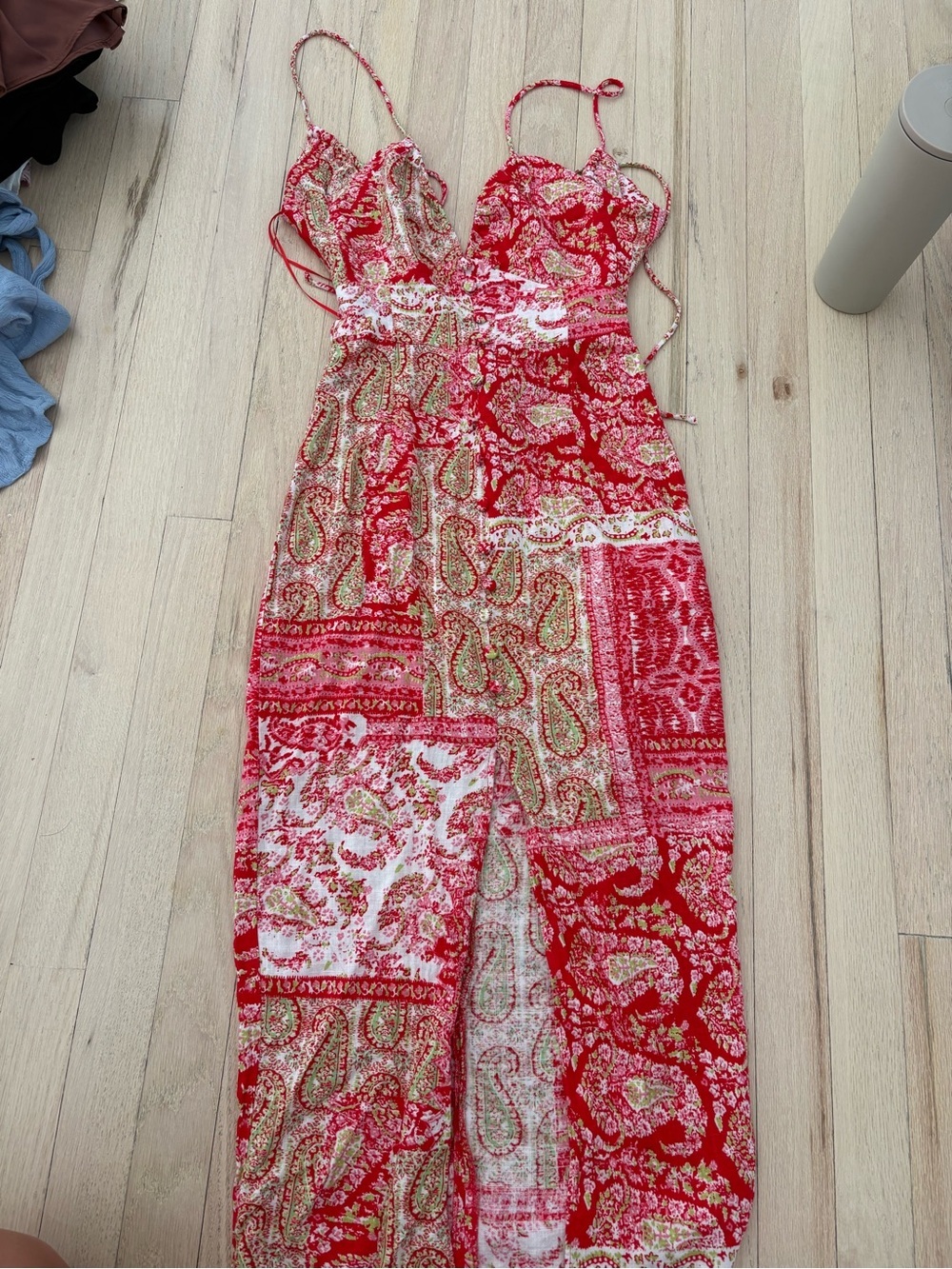 Zara Red Multi Paisley Print Maxi Dress